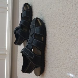 Marco Vitale Black Leather Sandals 10.5